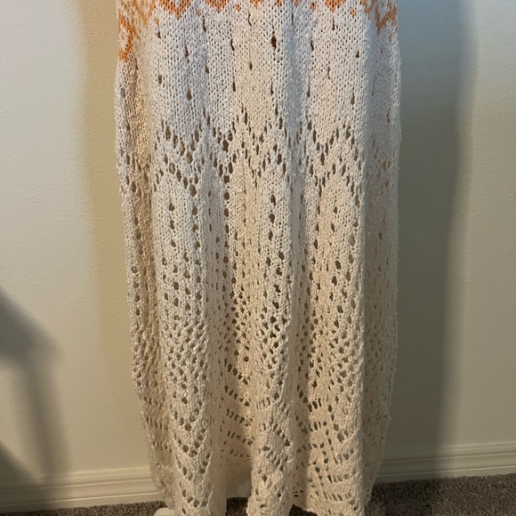 NWOT Free People White Fair Isle Crochet Maxi Dress Small - Picture 6 of 12